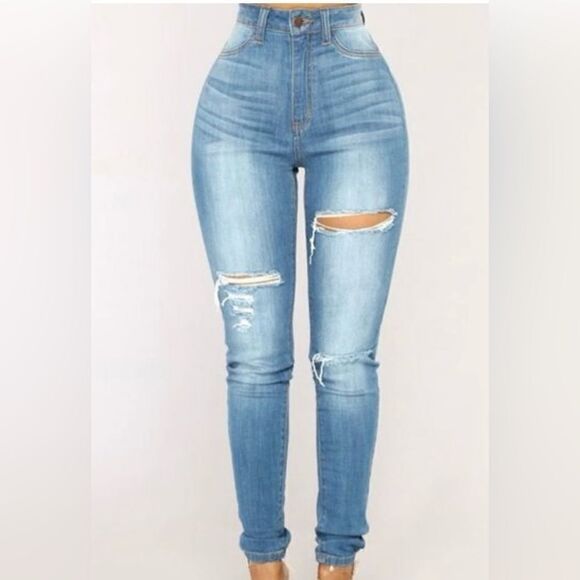 Blessed With My Booty Skinny Jeans - Medium Blue Wash-NWOT - Picture 4 of 8